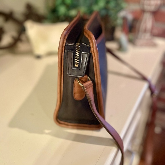 Coach Vintage Swagger Spectator Bag Purse Black Tabac Tan Piping Leather Classic - Picture 2 of 14